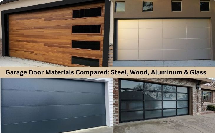 garage door steel wood aluminum glass
